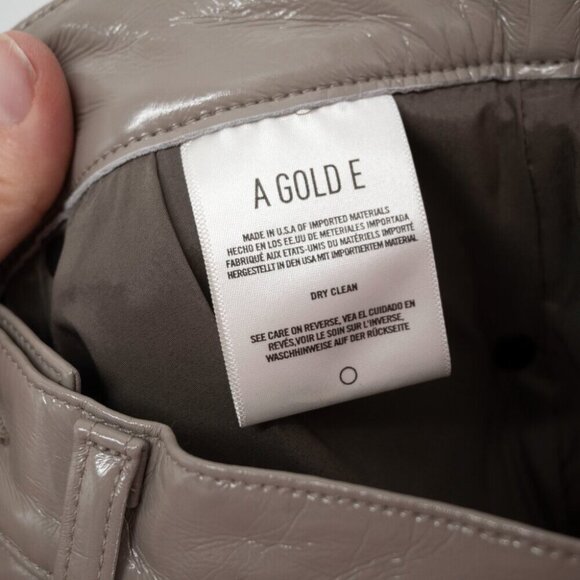 Agolde Recycled Leather 90's Pinch Waist Pants in Quail Patent | 28 - Picture 6 of 11